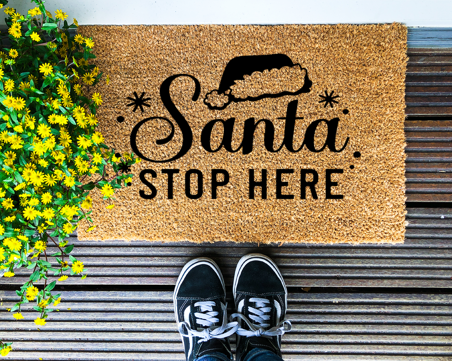 Santa Stop Here - Coir Doormat