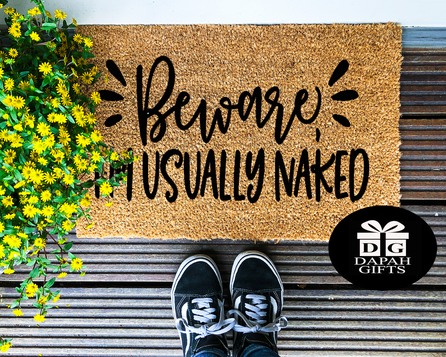 Beware I'm usually naked - Coir Doormat - DAPAH Gifts